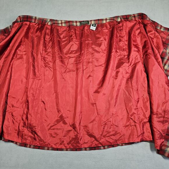 Eddie Bauer Skirt Womens 14 Petite Red Plaid Wool Blend Classic Prep Academia - Picture 5 of 13